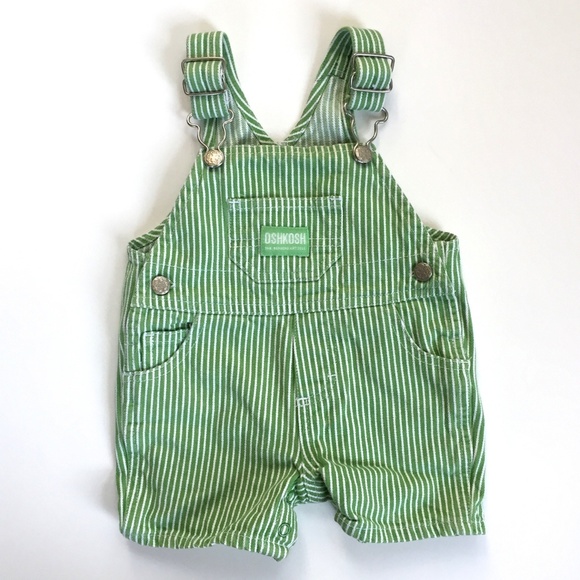 green and white striped overalls